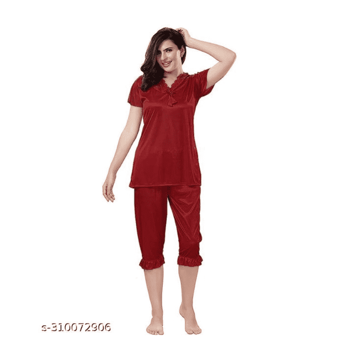 Women Night Suit (Maroon, S) - Mr Urban Choices