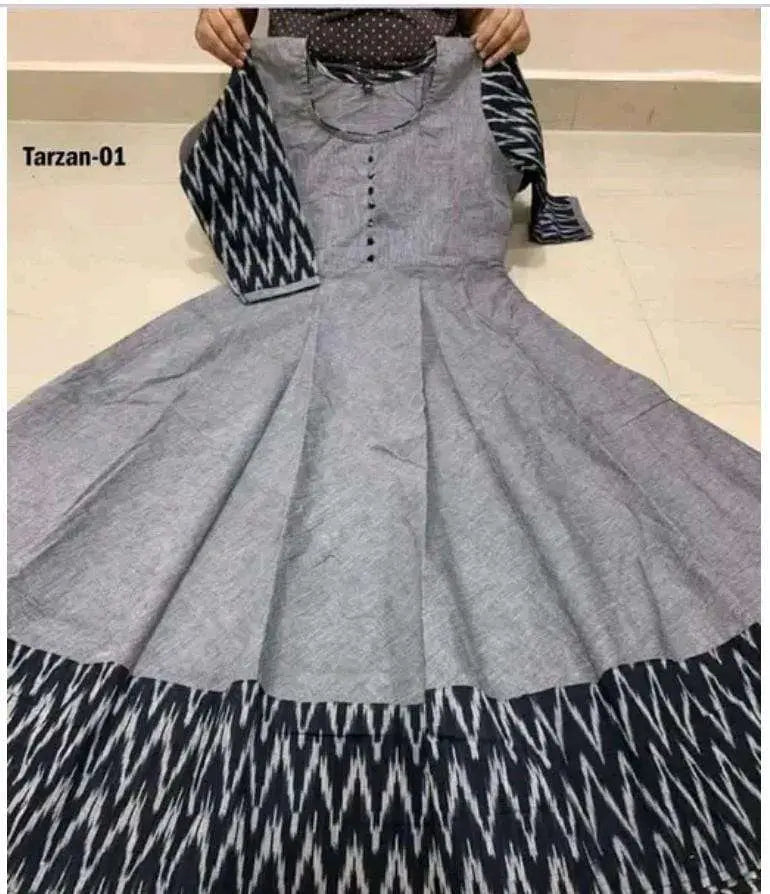 Women Solid Cotton Gown (Grey) - Mr Urban Choices