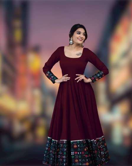 Women's Rayon Solid Pattern Full Sleeve Full Stitched Gown - Mr Urban Choices