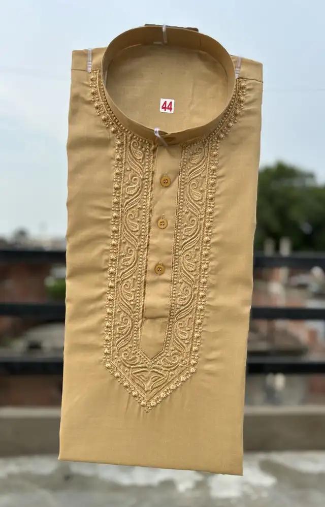 Cotton Embroidered Kurta for Men (Cream) - Mr Urban Choices