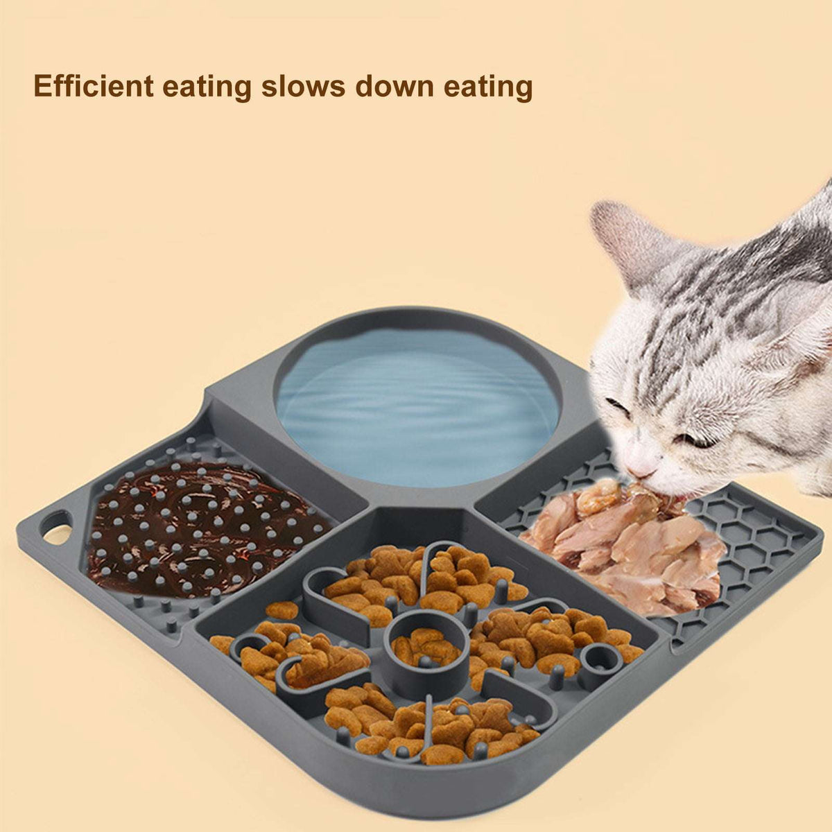 Pet Food Bowl Food Grade, Flexible, 4 Slots Design, Reusable, with Suction Cups, No Odor, Pet Dog Cat Licking Mat Slow Feeding Bowl, Pet Supplies - Mr Urban Choices