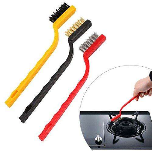 3 Pc Mini Wire Brush Set (Brass Nylon Stainless Steel Bristles) - Mr Urban Choices