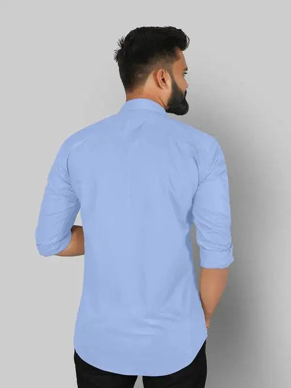 Men’s Sky Blue Slim Fit Formal & Casual Shirt Full Sleeve Solid Shirt Pack of 3 - Mr Urban Choices