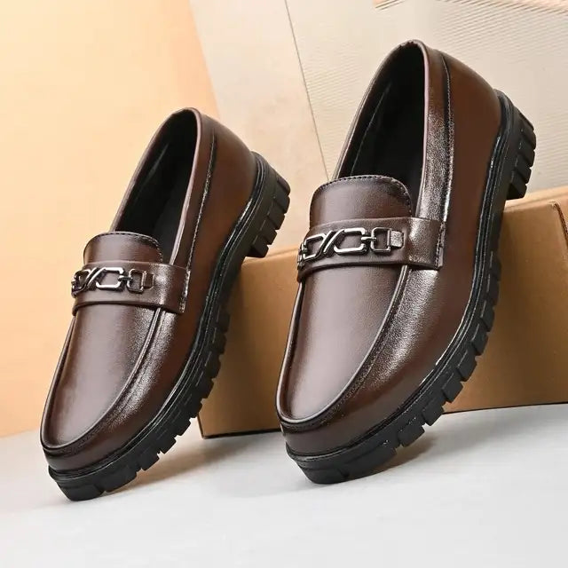 Men's Slip On Horsebit Brown Loafers - Mr Urban Choices