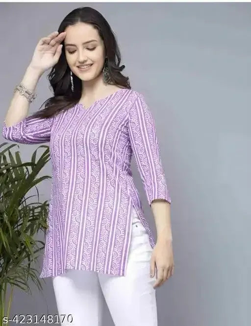 Lavender Short Kurti, Stylish Women's Pure Cotton kurti - Mr Urban Choices