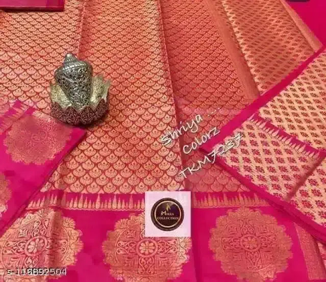 Jacquard Saree With Blouse For Women (Pink, 6.3M) - Mr Urban Choices