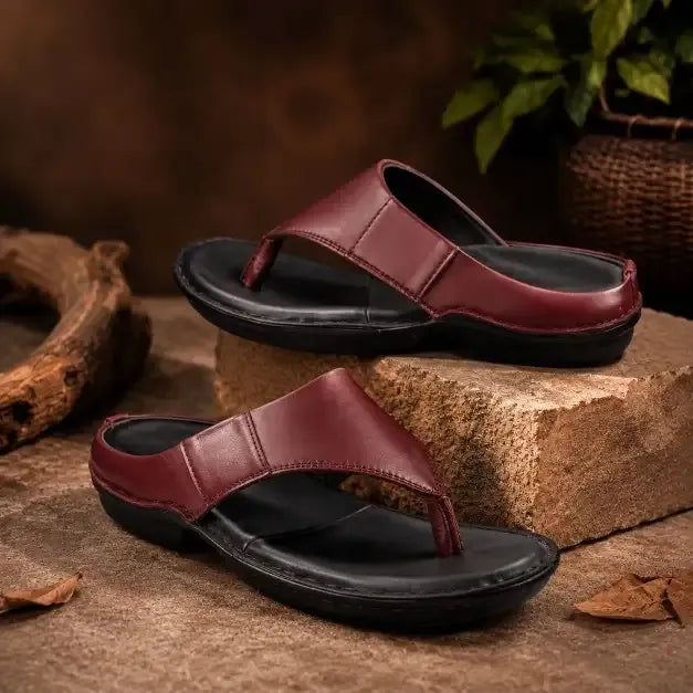 Men's Pure Leather Comfort Mehroon Sandals - Mr Urban Choices