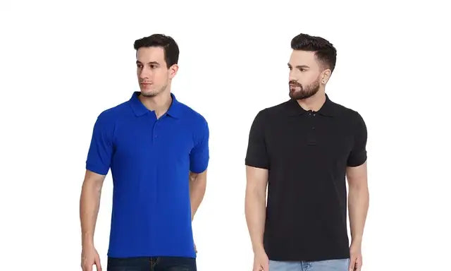 Men's T-shirt Solid Polo Neck Polly Cotton (Pack of 2) - Mr Urban Choices