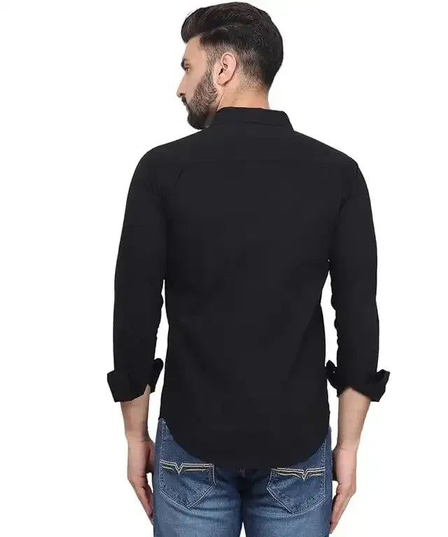 Men’s Black Slim Fit Formal & Casual Shirt Full Sleeve Solid Shirt Pack of 3 - Mr Urban Choices
