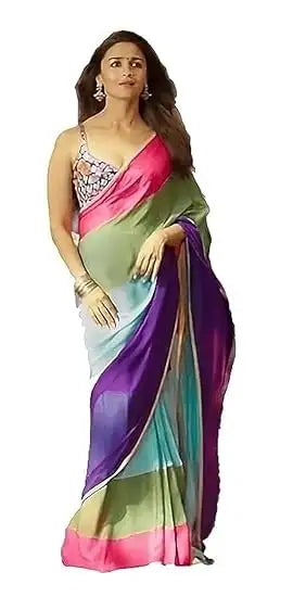 Georgette Printed Saree for Women (Multicolor, 6.3 m) - Mr Urban Choices