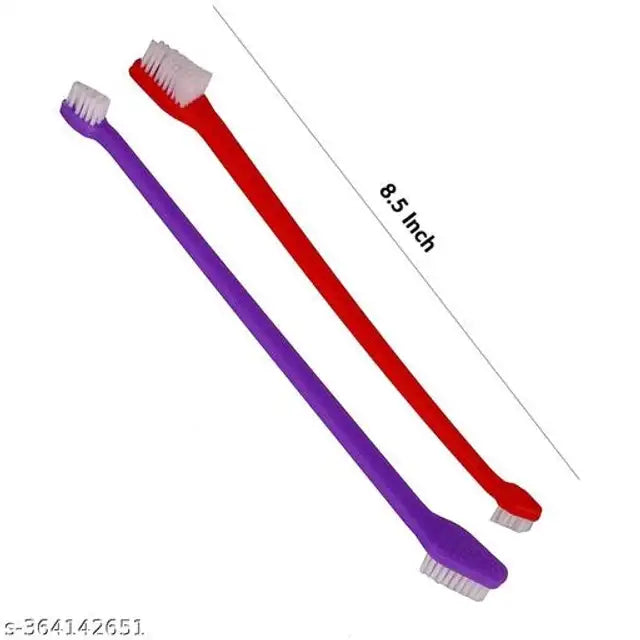 Double Headed Dental Toothbrush for Pet (Purple & Red, Pack of 2) - Mr Urban Choices