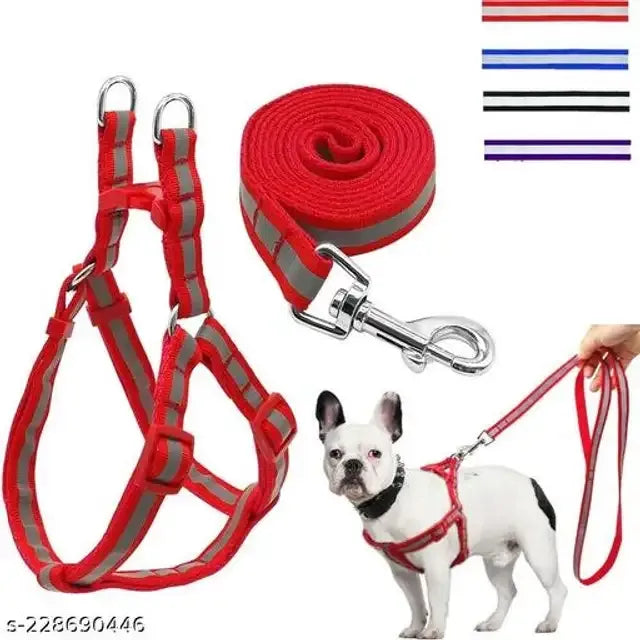 Nylon 0.15 mm Harness with 5 Feet Leash for Dog (Multicolor) (Set of 1) - Mr Urban Choices