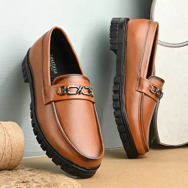 Men's Slip On Horsebit Tan Loafers - Mr Urban Choices