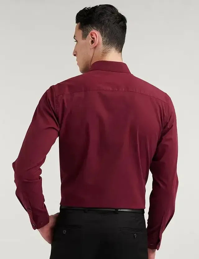 Men’s Maroon Slim Fit Formal & Casual Shirt Full Sleeve Solid Shirt Pack of 3 - Mr Urban Choices