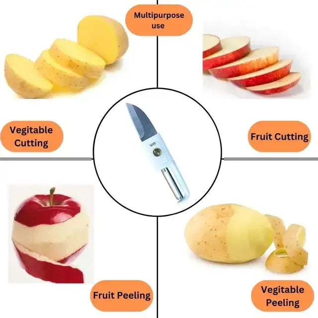 Kitchen Knife Peeler for Fruit 2 in 1 Knife and Peeler for Kitchen with Case Stainless Steel