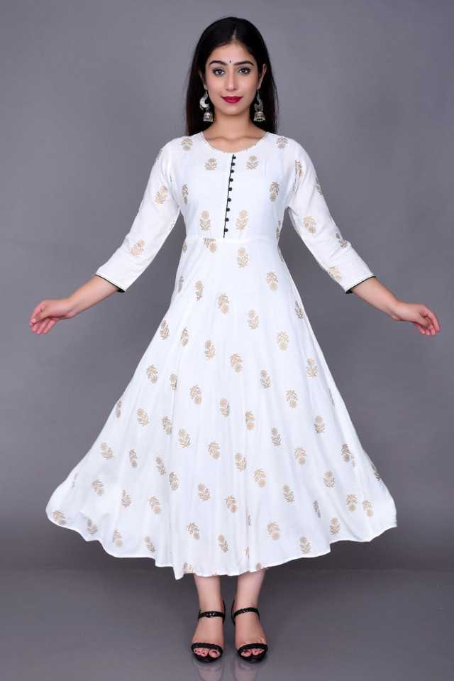 Aman Rayon Kurtis For Women (White, S) - Mr Urban Choices