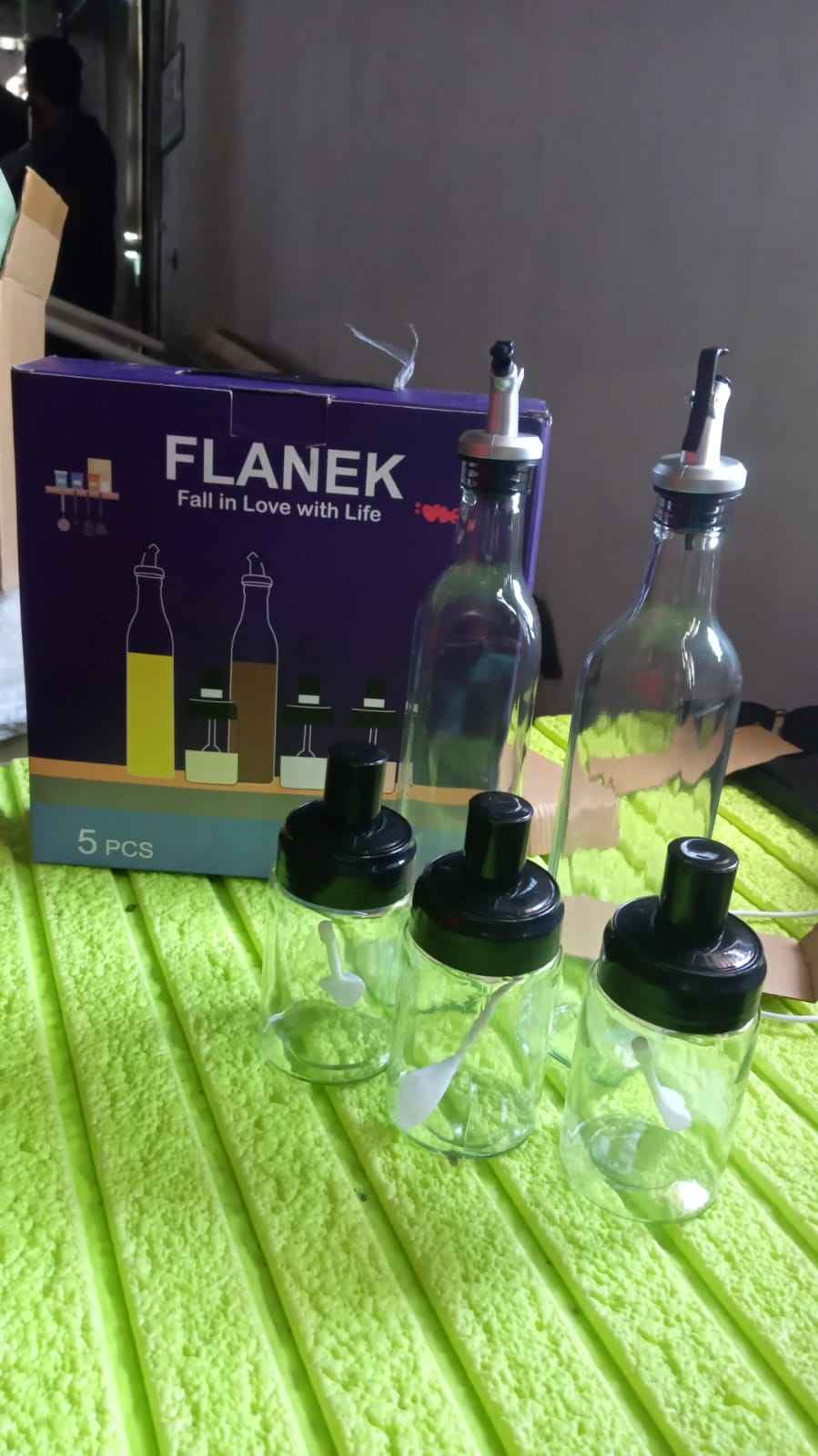Oil Dispenser Set: 2 x 500 ml & 3 x 250 ml Glass Bottles for Kitchen - Mr Urban Choices