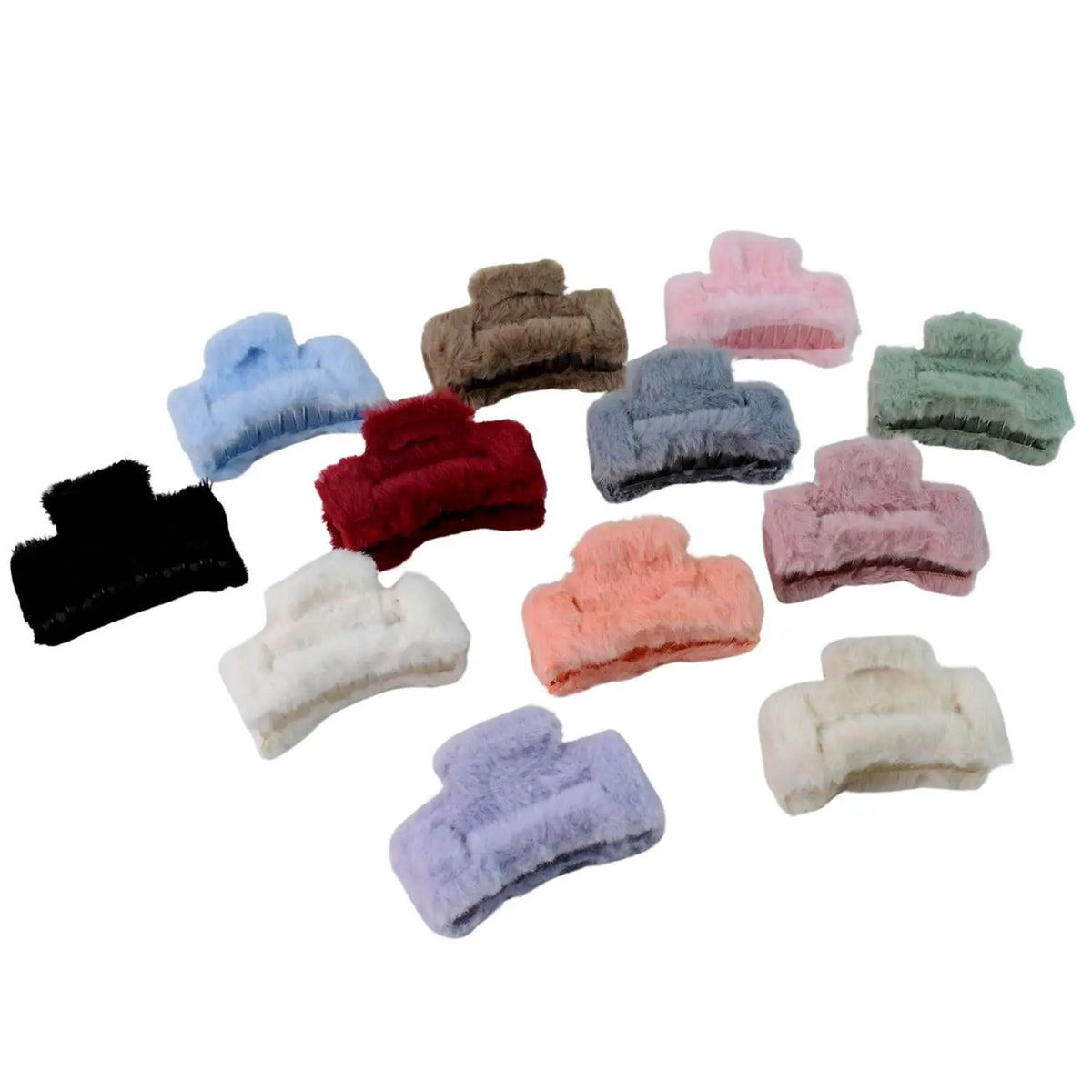 Big-size Soft Faux Fur Hair Claw Clips (12 Pc) - Mr Urban Choices