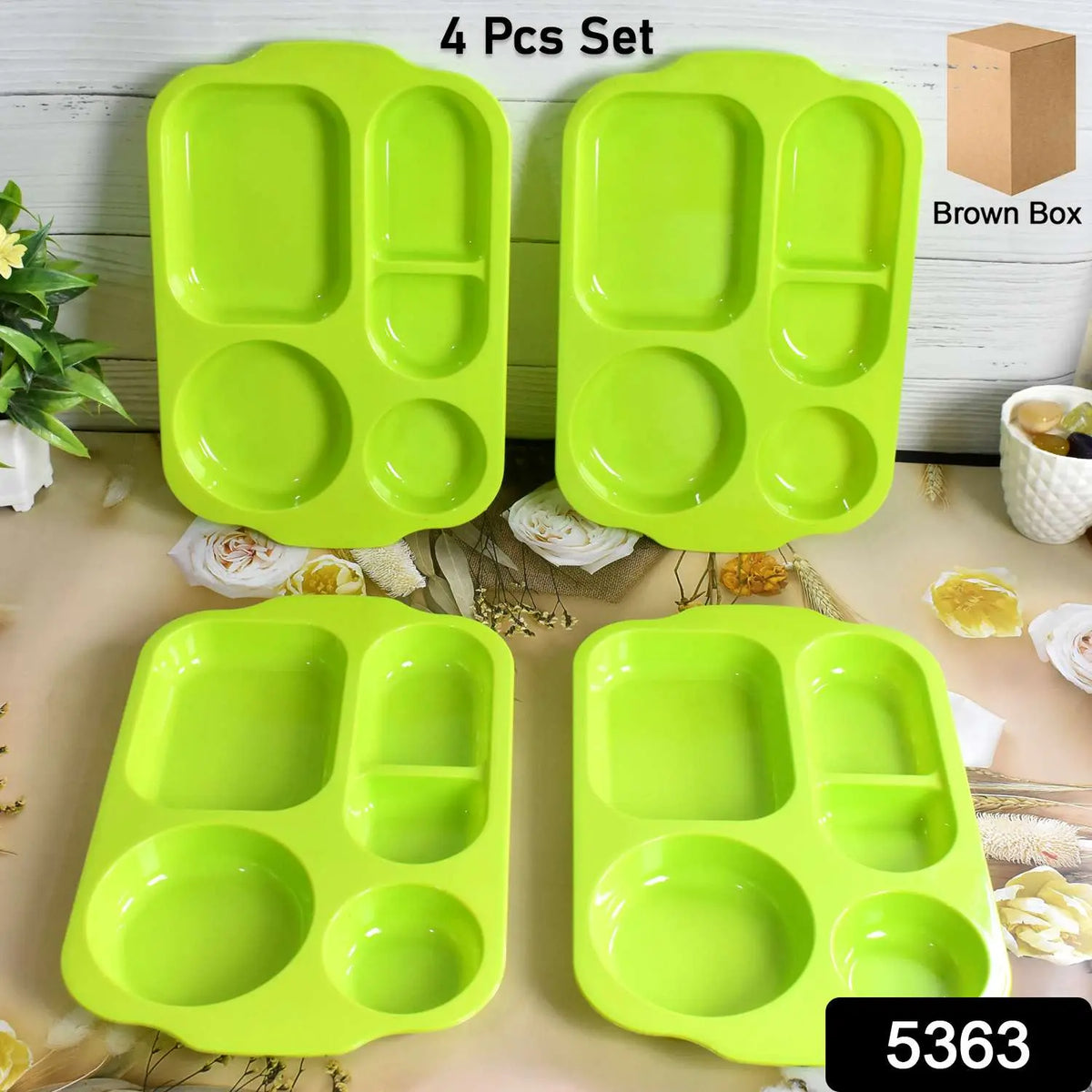 Unbreakable 5-Section Divided Food Plates – BPA-Free Reusable Square Mess Trays - Mr Urban Choices