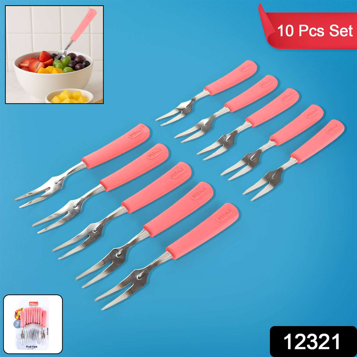 Premium Stainless Steel Fruit Fork Set 10 Pieces With Soft Non-slip Handle - Mr Urban Choices