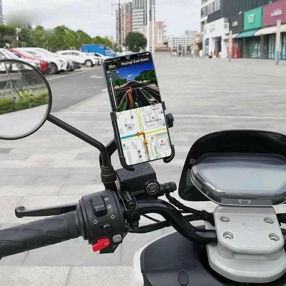 6706 Mobile Phone Holder With Easy Adjustable Rear View Mirror Mount Solid Metal Cradle Stand Suitable For Bike Mobile Phones - Mr Urban Choices