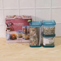 Squarion Airtight Plastic Storage Containers Set For Kitchen Grocery (4 Pc)