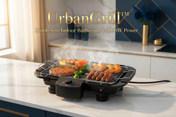Urban Grill™ Smokeless Cooker – Premium 2000W Non-Stick Indoor Barbecue