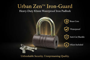 Urban Zen™ Iron-Guard – Heavy-Duty 82mm Waterproof Iron Padlock with Brass Core - Mr Urban Choices