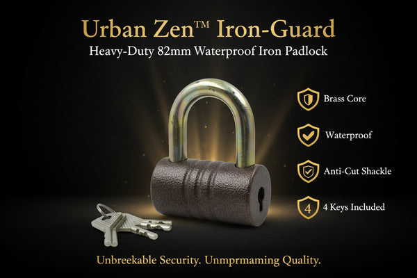 Urban Zen™ Iron-Guard – Heavy-Duty 82mm Waterproof Iron Padlock with Brass Core