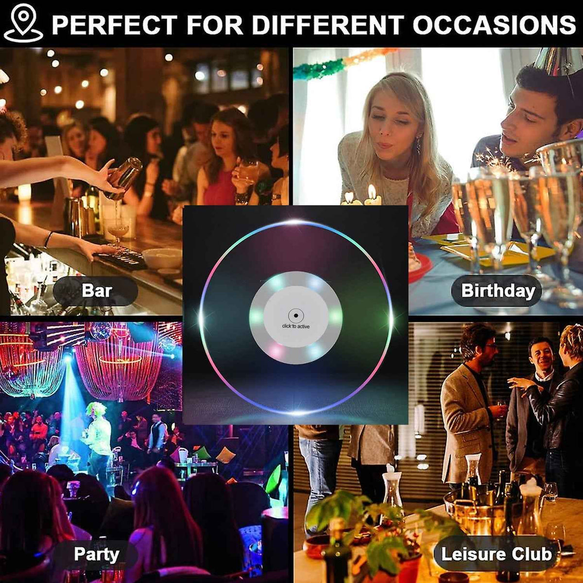 Colorful Led Cocktail Coaster Round Ultra-thin Led Drink Coaster (1 Pc) - Mr Urban Choices