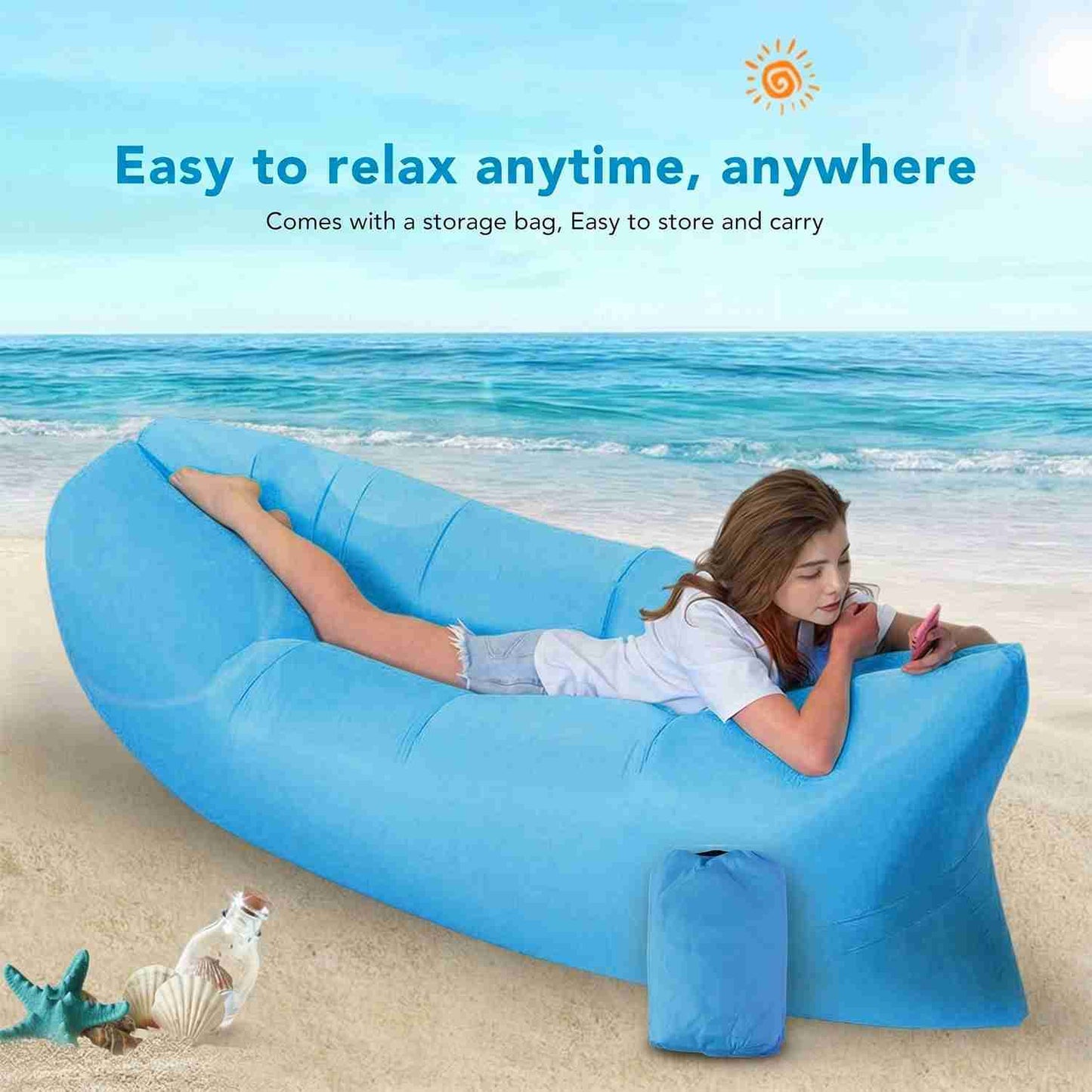 Urban Max™ Aqua-Breeze – Premium Waterproof Beach & Pool Air Lounger It is ideal for camping, beach trips, picnics, travel, garden relaxing, terrace use, and casual home loungi - Mr. Urban Choices