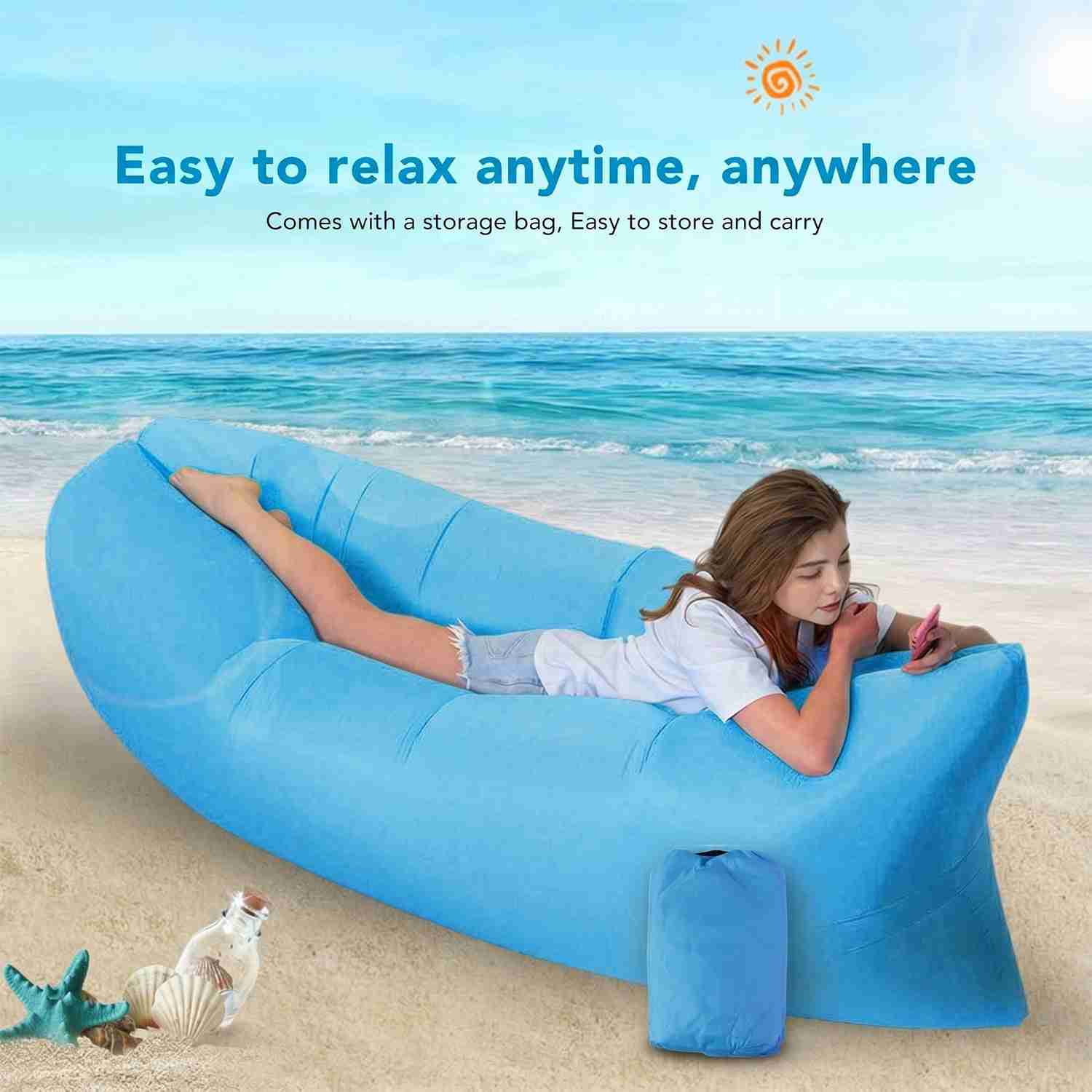 Urban Max™ Aqua-Breeze – Premium Waterproof Beach & Pool Air Lounger It is ideal for camping, beach trips, picnics, travel, garden relaxing, terrace use, and casual home loungi - Mr. Urban Choices
