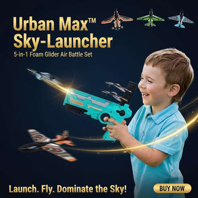 Urban Max™ Sky-Launcher – 5-in-1 Foam Glider Plane Air Battle Set