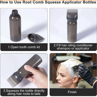 Hair Oil Applicator Bottle For Hair Dye Bottle Applicator Brush With Graduated Scale Professional Brush Applicator Comb Hairdressing Coloring Styling Tool (1 Pc)