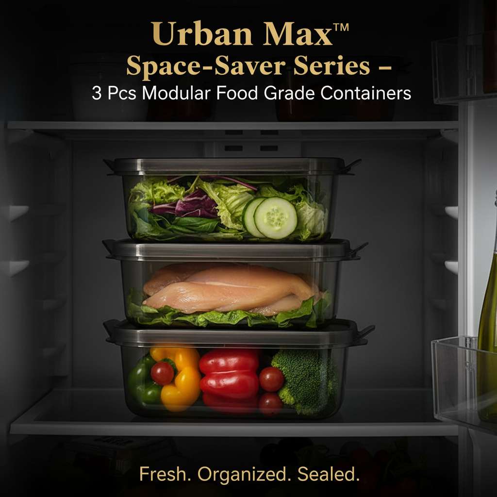 Urban Max™ Space-Saver Series – 3 Pcs Modular Food Grade Containers - Mr Urban Choices