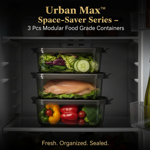 Urban Max™ Space-Saver Series – 3 Pcs Modular Food Grade Containers