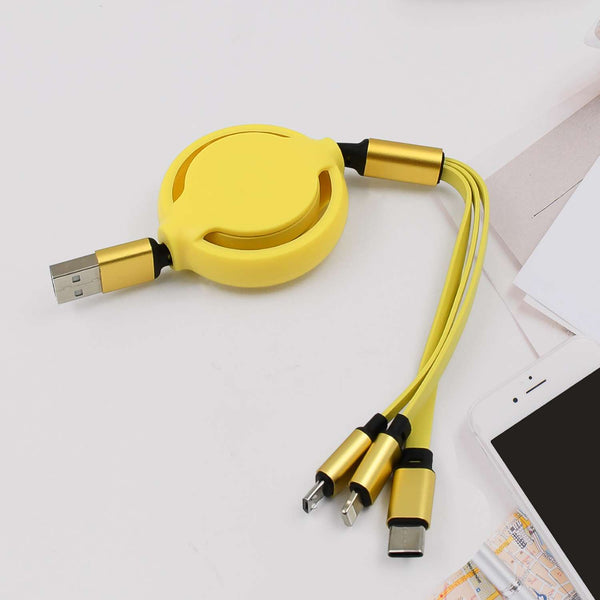 3-in-1 Retractable Multi Charging Cable (1 Pc, Mix Color)