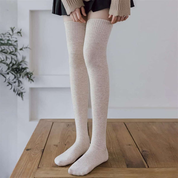 Woolen Knee-Length Socks for Women, Soft Thick Knit Thigh-High Leg Warmers, Winter Wear, 1 Pair, Multicolor. - Mr Urban Choices