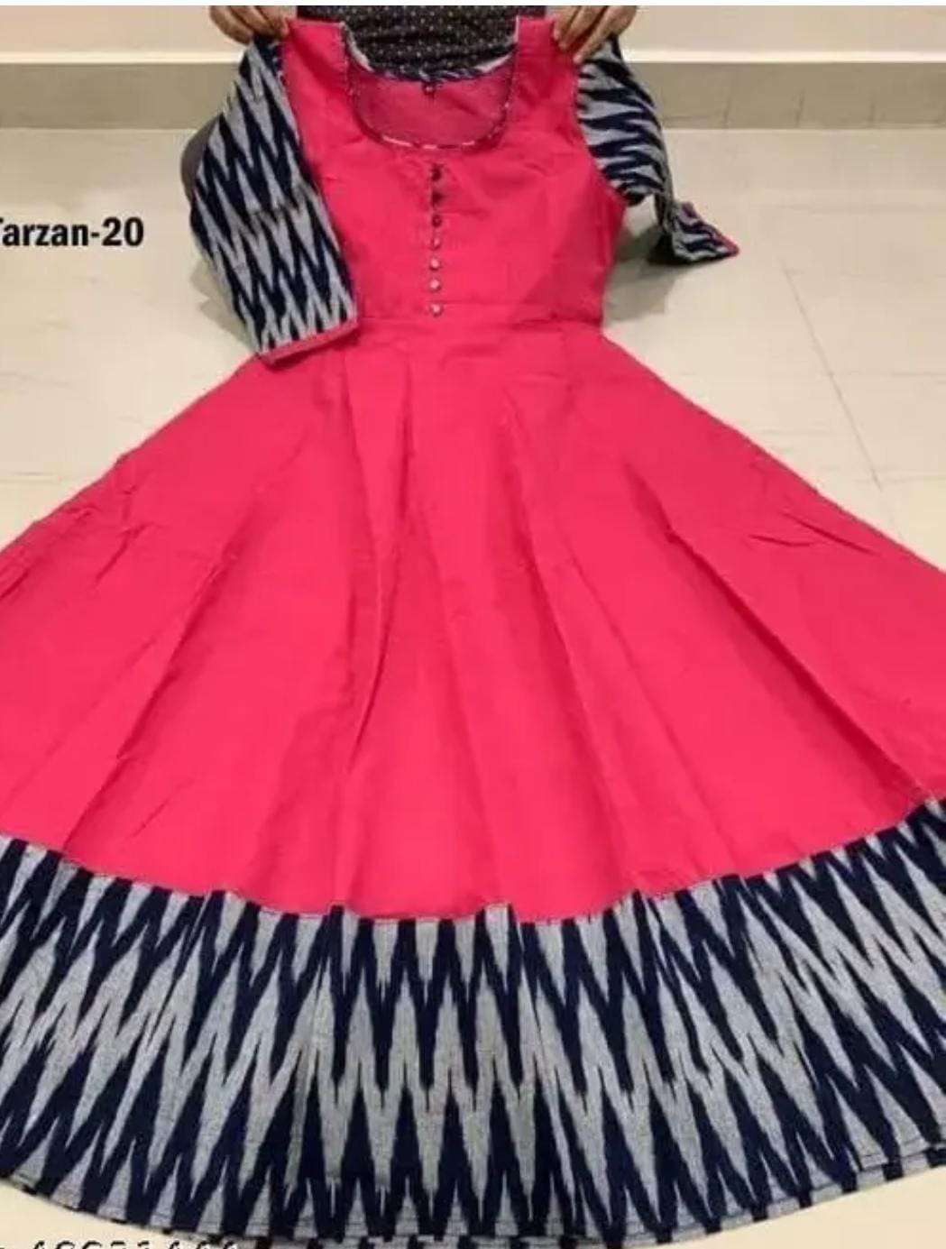 Women Solid Cotton Gown (Red) - Mr Urban Choices