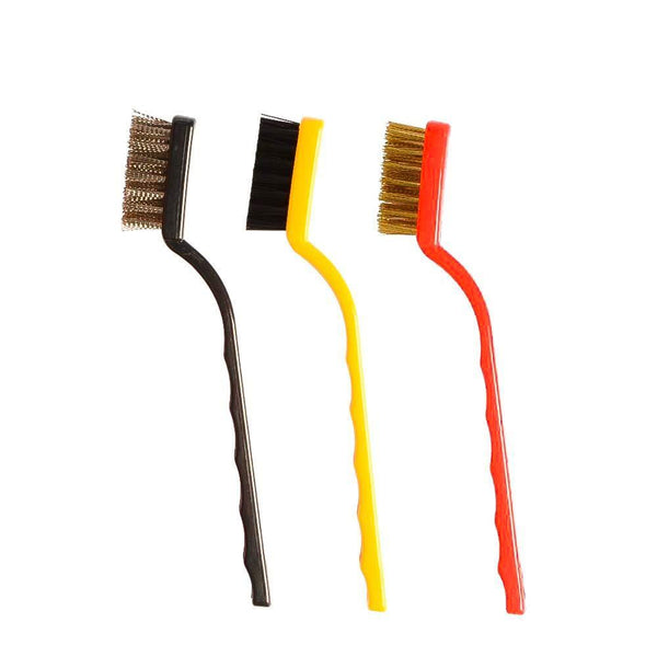 3 Pc Mini Wire Brush Set (Brass Nylon Stainless Steel Bristles) - Mr. Urban Choices