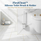 13050 Portable Silicone Toilet Brush With Holder Flex Toilet Brush - Wall Mounted Anti-drip Set Toilet Cleaner Brush  Non-slip Long Handle Toilet Brush Pack Of 1