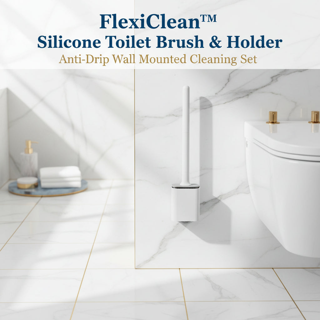 13050 Portable Silicone Toilet Brush With Holder Flex Toilet Brush - Wall Mounted Anti-drip Set Toilet Cleaner Brush  Non-slip Long Handle Toilet Brush Pack Of 1