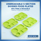 Unbreakable Plastic Food Plates biodegradable 5 Compartment Square Plate For Food