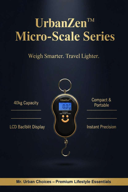 Urban Zen™ Micro-Scale Series – 40kg Portable Hook Weighing Device Portable Handy Pocket Smile Mini Electronic Digital LCD Weighing Scale – Multipurpose Hanging Weight Machine for Travel - Mr Urban Choices