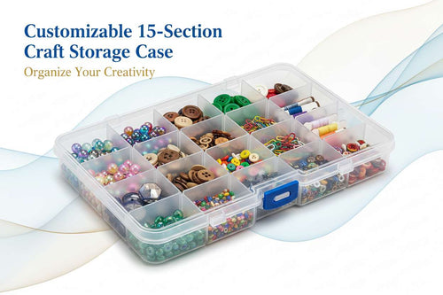Customizable 15-Section Craft Storage Case – Clear Plastic Bead & Earring Organizer - Mr. Urban Choices