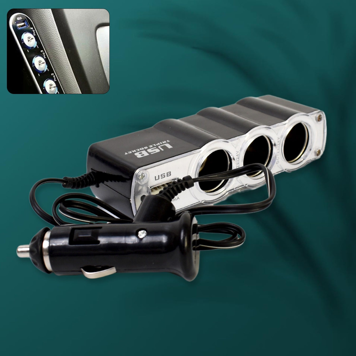 3 socket cigarette lighter adapter For Tesla Model Y New 1 to 3 Car Charger Splitter Sold individually. CHR-PL1 | Cigarette Lighter Charger