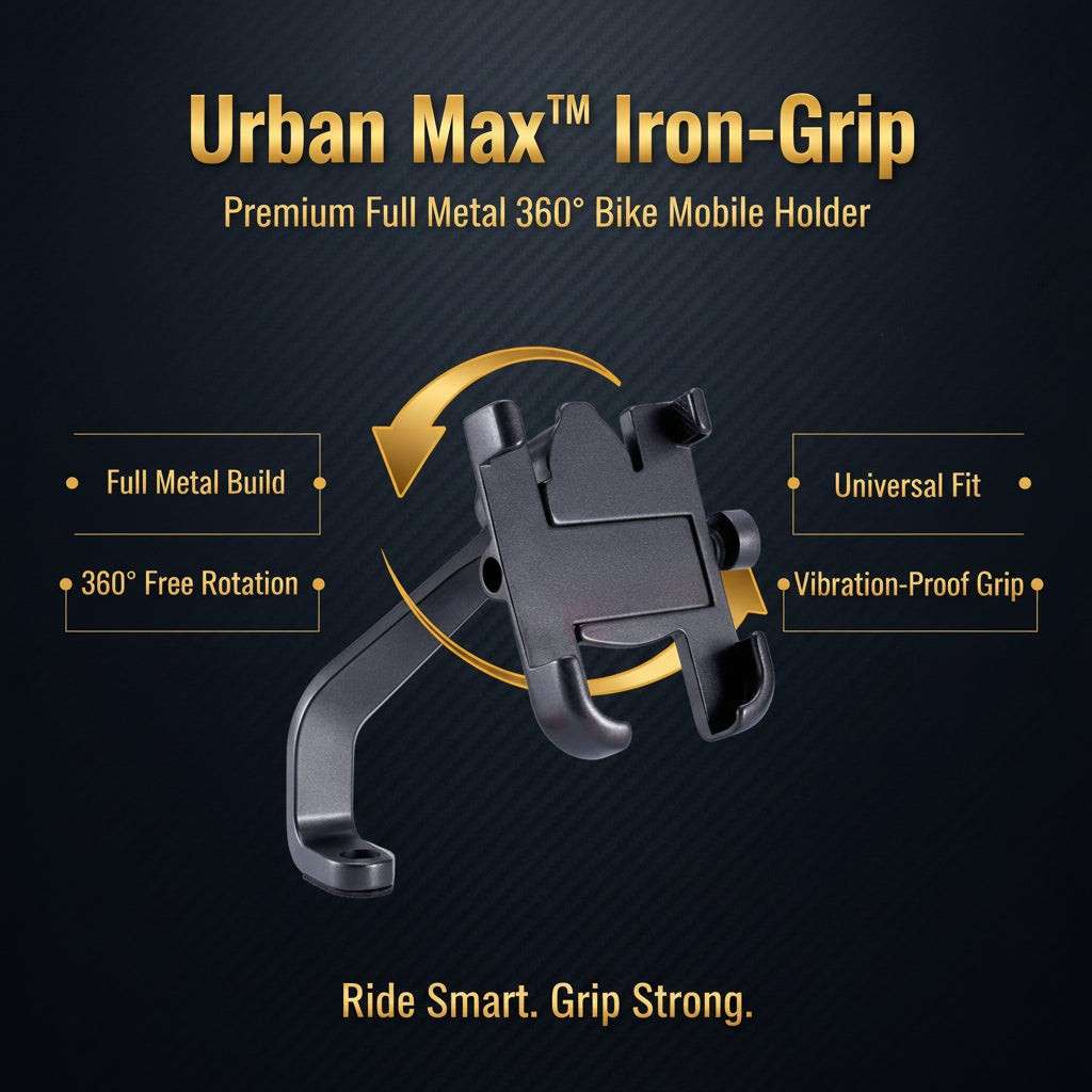 Urban Max™ Iron-Grip – Premium Full Metal 360° Bike Mobile Holder - Mr. Urban Choices