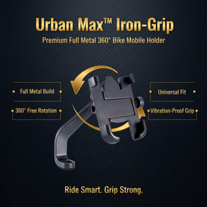 Urban Max™ Iron-Grip – Premium Full Metal 360° Bike Mobile Holder