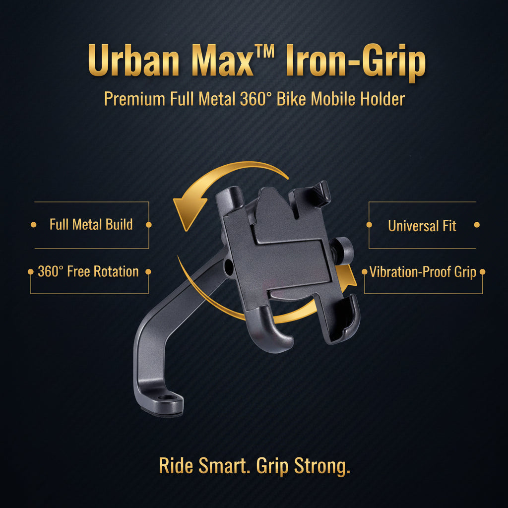 12674 Full Metal Body Bike  Scooty 360 Degree Rotating Mobile Holder Stand For Bicycle Motorcycle Scooty For Maps And Gps Navigation Fits All Smartphones (1 Pc)