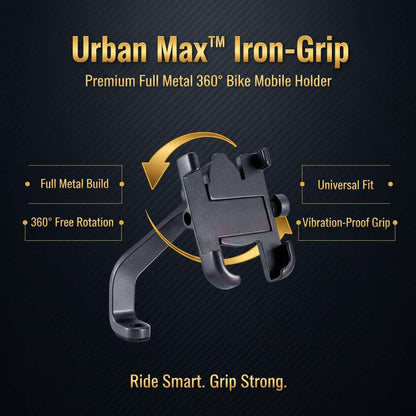 Urban Max™ Iron-Grip – Premium Full Metal 360° Bike Mobile Holder - Mr. Urban Choices